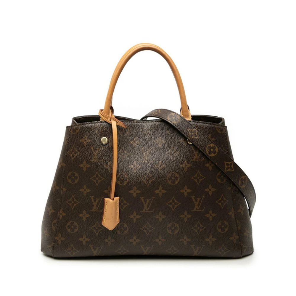 Louis Vuitton Monogram Montaigne 2way Shoulder Bag Brown Leather